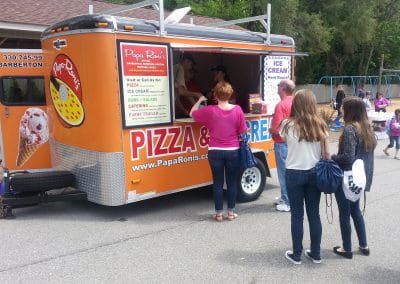 Serving ice cream at a school event
